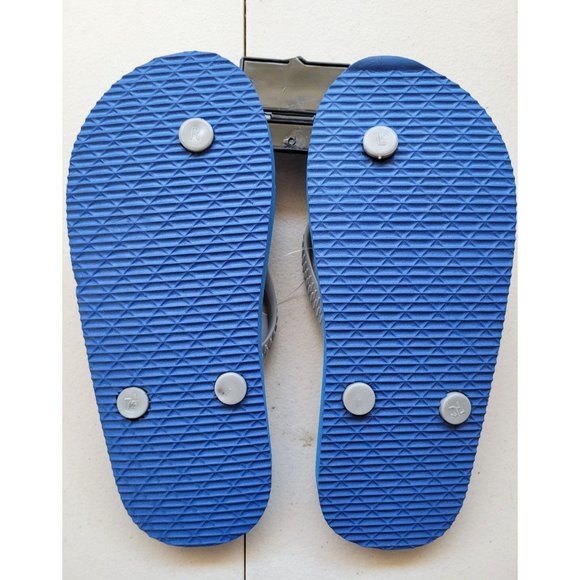 Boys Blue & Gray Jawsome Chatties Flip Flops Size 11/12 - Picture 2 of 2